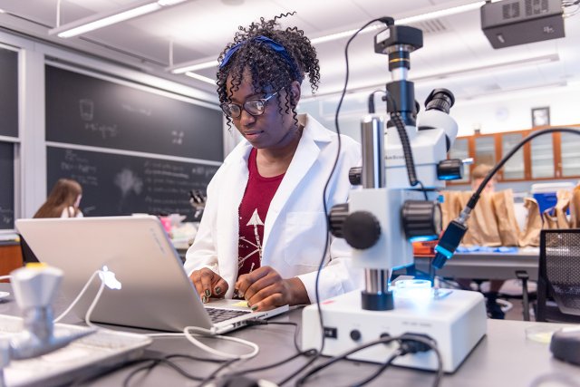 A student working in a laboratory