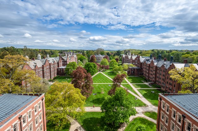 A view of the residential quad from atop a building