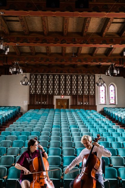Interior seating area of a performance hall